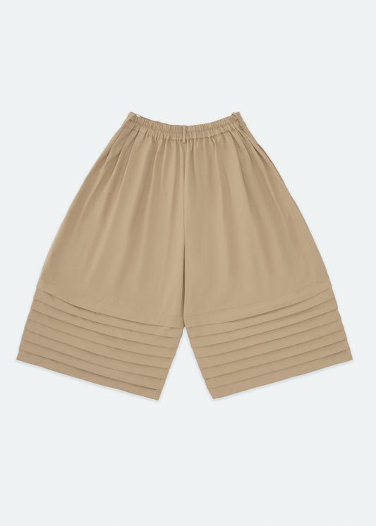 Beige Plate Culottes Pants