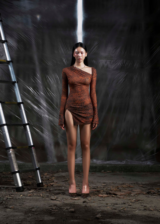 None Asymmetric Split Thigh Mini Dress Tatichu Astoud