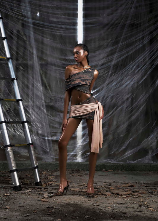 NONE One Shoulder Cut Out Wrapped Hips Dress Tatichu Astoud